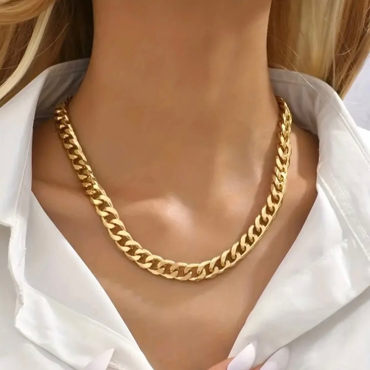 Gold Chain Necklace Chunky Unisex Jewelry Gold Plated New